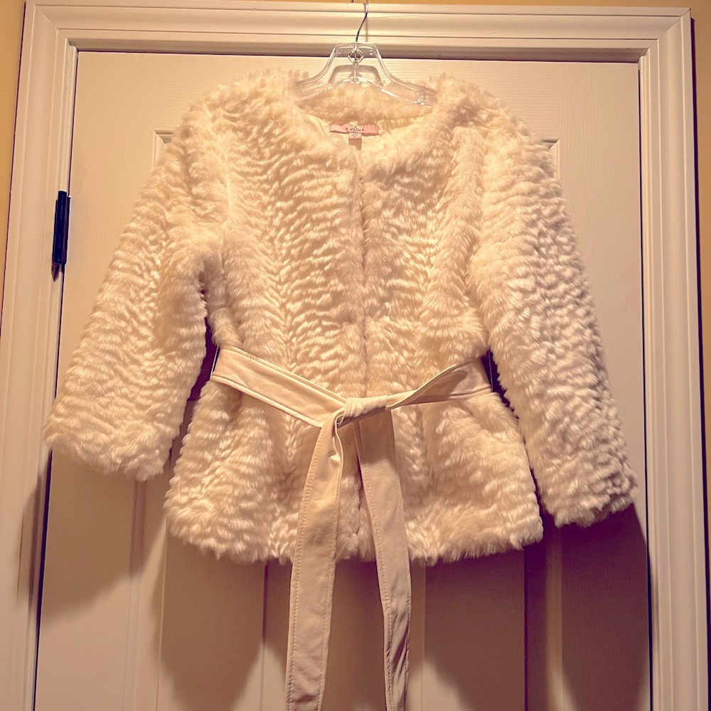White faux fur jacket